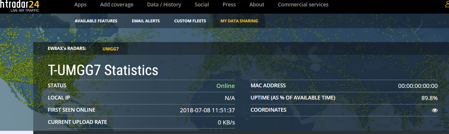 ew8ax ads-b stat on flightradar24.com