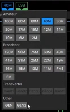 ExpertSDR3 band selector