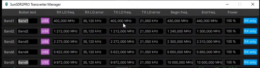 ExpertSDR3 v0.3.0 new transverter mode 